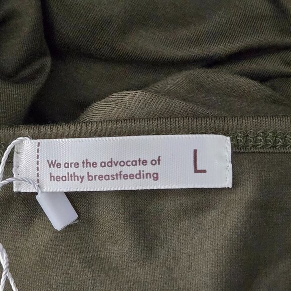 NWT | Olive Green Empire Waist Maternity T Shirt Dress Nursing Access | Large - Picture 3 of 5